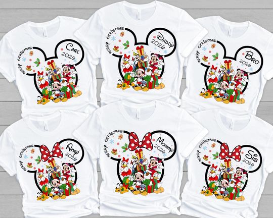 Discover Custom Disney Christmas Shirt, Personalized 2025 Disney Christmas Shirt, Matching Family Disney Christmas Shirt, Disney Trip 2026 Christmas