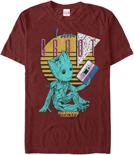 Marrvel Men's Guardians of The Galaxy Vol. 2 Groot Tape T-Shirt
