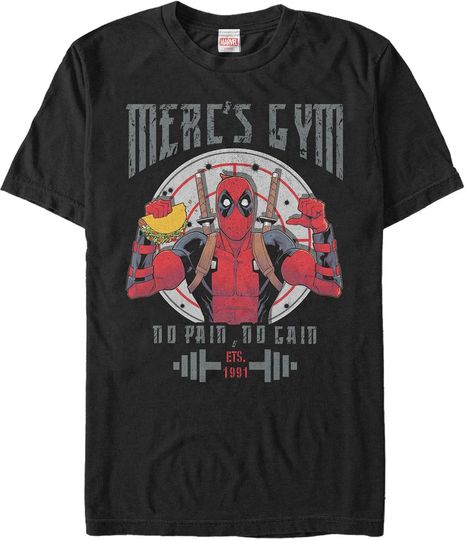 Discover Marvel Men's Deadpool Gym No Pain No Gain T-Shirt