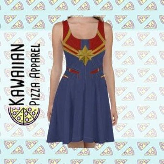 Discover Women's Capt. Danvers Inspired Skater Dress