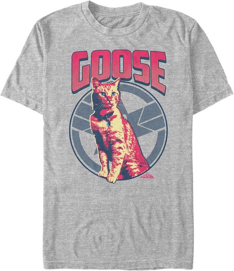 Men's Marrvel Captain Marvel Goose Cat Badge T-Shirt