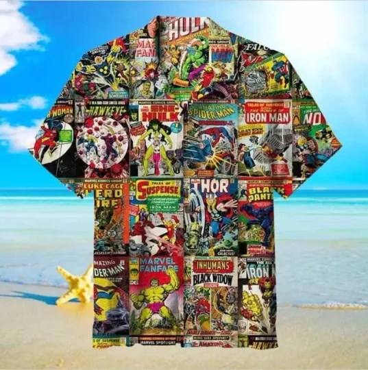 Marvel Comics Hawaiian 3D Shirt, Heroes Hawaiian Shirt, Superhero Hawaii 3D