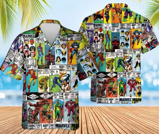 Discover Marvel Comics Corner Box Comics Hawaiian Shirt, shirt US size