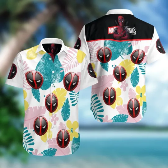 Discover Marvel Deadpool Comics Hawaiian Shirt, Deadpool Super hero Button-Up Shirt