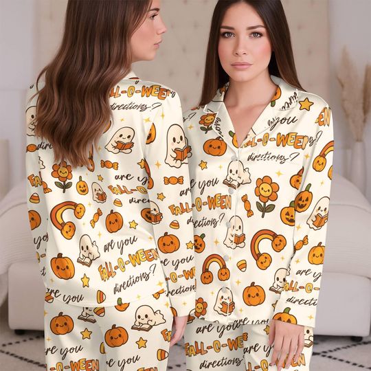 Are You Fall O Ween Directions Teacher Pajamas, Halloween Ghost Pumpkin Classroom Sleepwear,Spooky Teacher Fall Reading Pjms, Sleeping Pants
