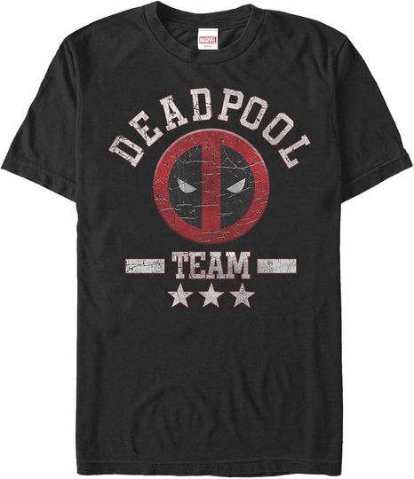 Discover Marvel Men's Deadpool Cracked Logo Team T-Shirt