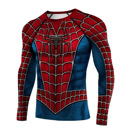 Discover Mens Compression Shirts Long Sleeve Comics Spider Cosplay Shirt Superhero Tops Elastic Fitness Sportwear Halloween Clothes