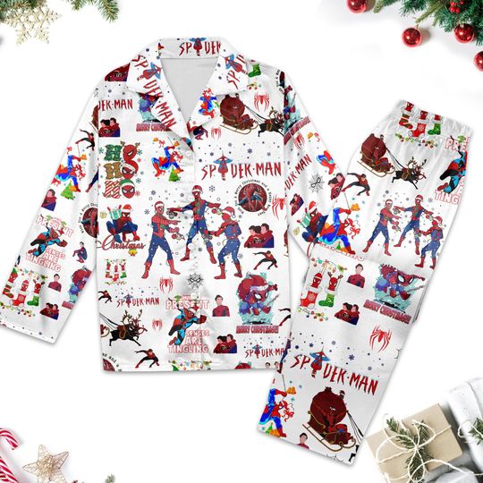 Spiderman Christmas Pajamas, Spiderman Pajamas Set, Spider-Man Women Pajamas, Superhero Family Matching Shirt, Christmas Party Gift