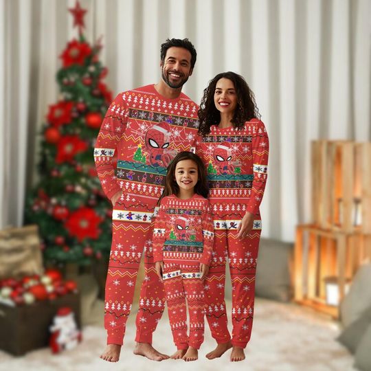 Discover Spider-man Christmas Family Pajamas Set, Disney Merry Christmas Pajamas, Superhero Xmas Shirt, Spider Marvel Matching Pajamas Set