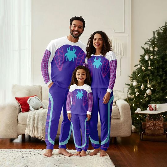 Spider Gwen Family Pajamas Set, Gwen Stacy Spidey Holiday Pajamas, Superhero Pj Set, Ghost Spider Costume, Christmas Gifts For Her Him