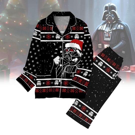 Star Wars Christmas Pajamas, Darth Vader Stormtrooper Xmas Shirt And Pajamas Pants, Santa Darth Vader Holiday Pjs, Disney Christmas Pjs