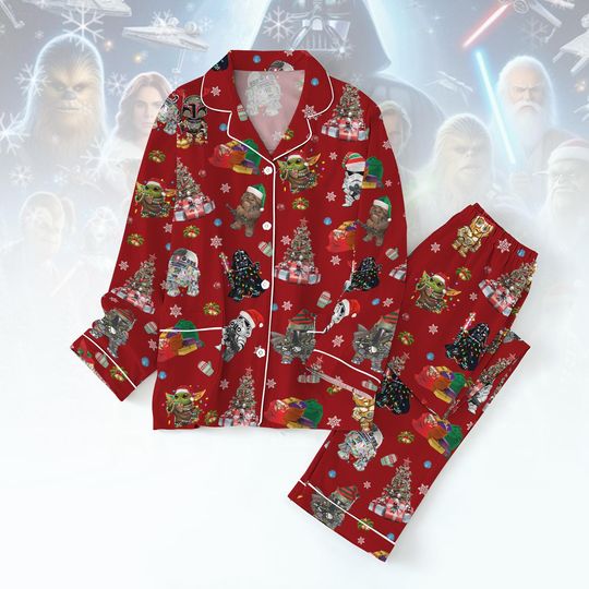 Star War Christmas Pajamas Set, Galaxy Sci-Fi Holiday Sleepwear, Cute Space Movie Xmas PJs, Matching Family Pajamas, Christmas Gift