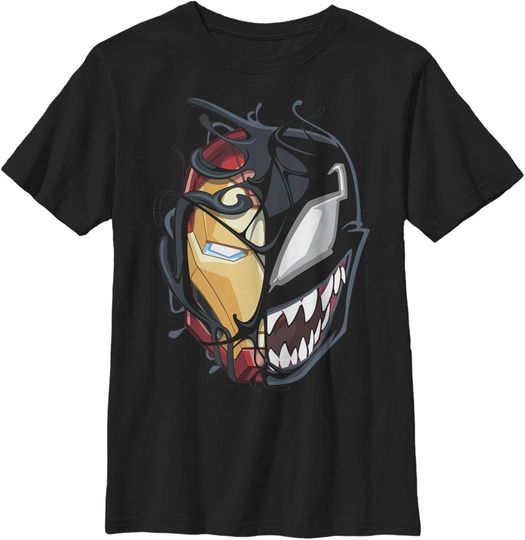 Discover Marvel Boy's Iron Man Venom Mask Split T-Shirt