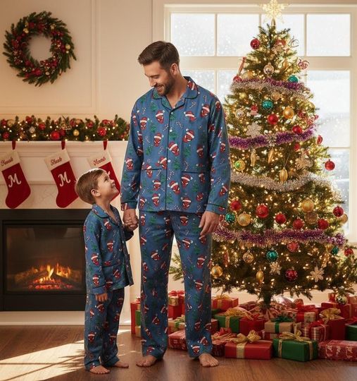 Discover Spider-Santa Christmas Satin Long Pajama Set, Spider Christmas Family Pajamas, Dog Christmas Pjs, Kid Pajamas, Men Women Pajamas