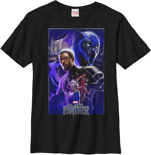 Discover Marvel Boy's Black Panther 2018 Character Collage T-Shirt
