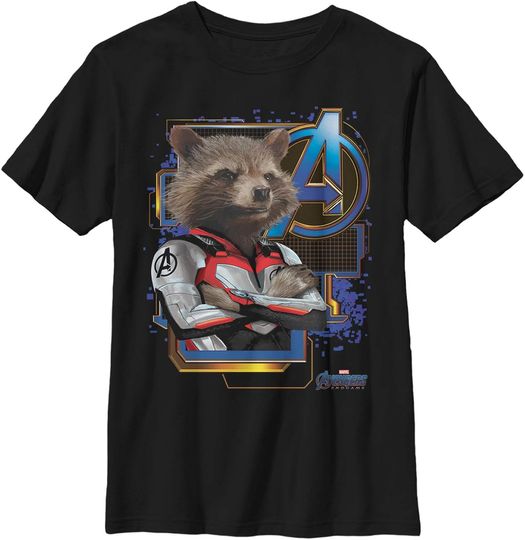 Discover Marvel Boy's Avengers: Endgame Rocket Digital Frame T-Shirt