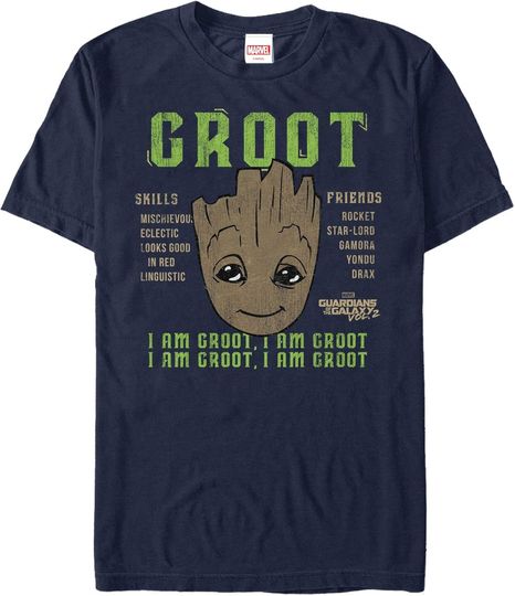 Marvel Men's Guardians of The Galaxy Vol. 2 Groot Skills T-Shirt