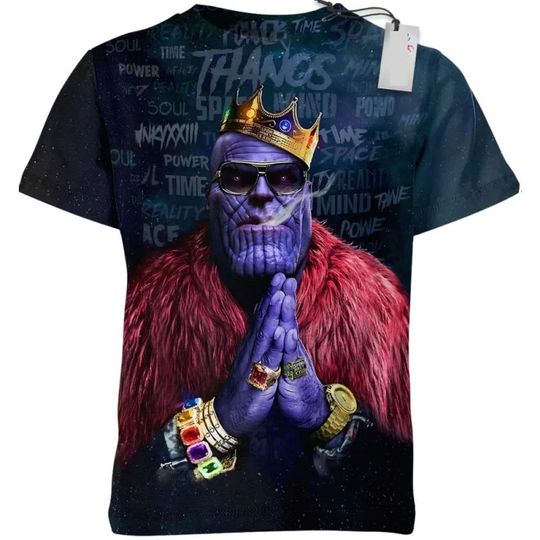 Marvel Movie Thanos Men's 2025 Summer 3D Printed New Round Neck T-shirt Women's Outdoor Fashion Sports Top