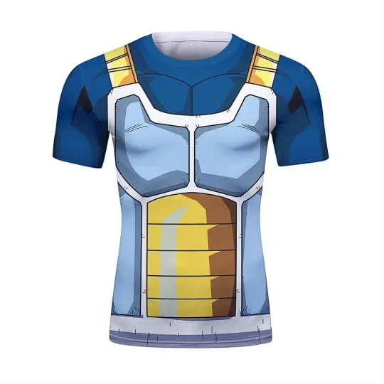 Men 3D Print Sport Quick-dry Breathable T-shirt Compresse Vegeta Fitness Cosplay Party Street Parent-child Short Sleeve Kid Top