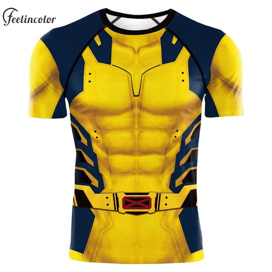 Discover Men Gym T-shirts Superhero Printed Cosplay Top Fitness Compression Tee Shirt Short Sleeve Elastic Sportwear Fashion Male Clothes