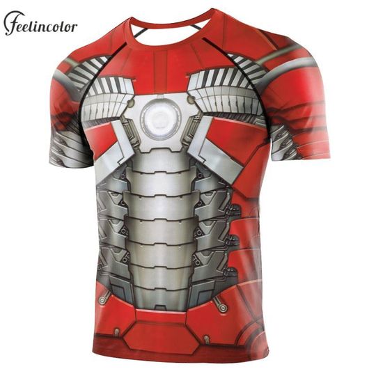 Discover Superhero Cosplay Men T-Shirt Halloween Party Favor Adult Tee Elastic Breathable Workout Tops Quick Dry Male Outdoor Sportwear