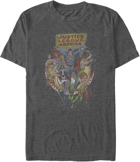 Men's Justice League Vintage Hero Collage T-Shirt