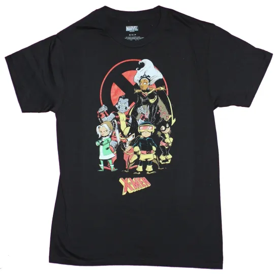 X-Men Adult New T-Shirt - X-Babies Huddled Around Logo