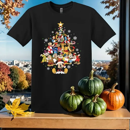 Discover Disney Characters Christmas Tree T-shirt Tshirt Men Women Unisex Tshirt SY88