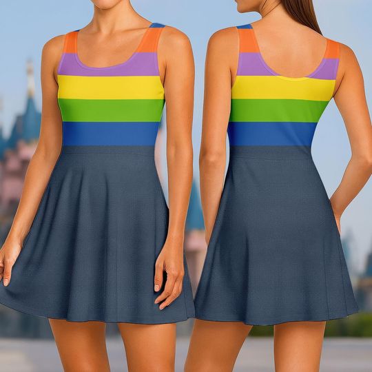 Discover Riley Rainbow Skater Dress, Inside Out Costume Dress, Emotion Cosplay, Pixar Outfits, Disney Characters Women Dress, Disney Apparel