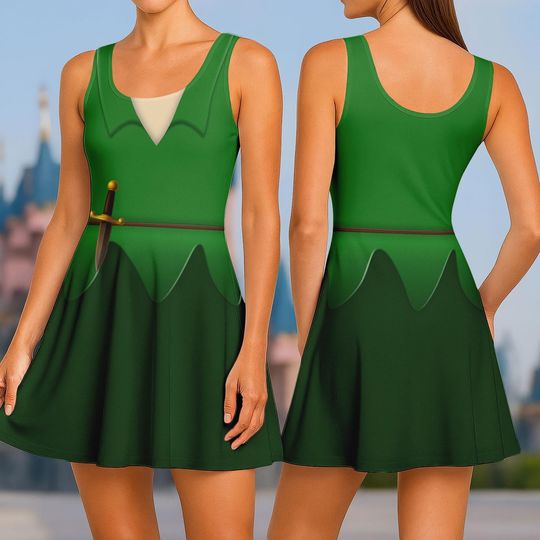 Discover Peter Pan Skater Dress, Flying Fairy Women Dress, Disney Cartoon Movie Dress, Casual Dress, Disneyland Dress, Disneyworld Gift For Her