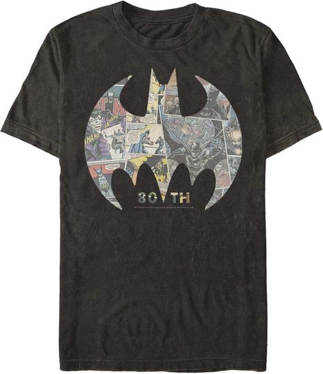 Men's Batman Shield Logo Comic 80th Anniversary T-Shirt