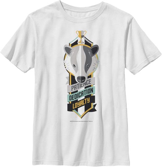 Boy's Harry Potter Hufflepuff Patience Dedication Loyalty T-Shirt