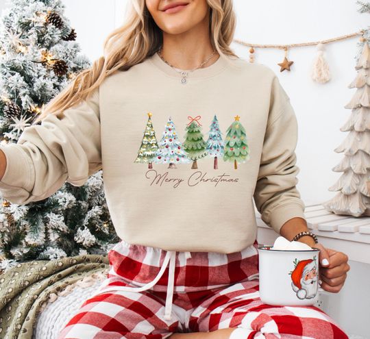 Discover Merry Christmas Sweatshirt, Christmas Tree Sweatshirt, Christmas Gift,  Xmas Woman Sweatshirt, Holiday Sweatshirt