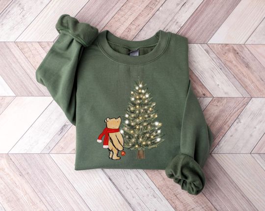 Discover Winnie The Pooh Christmas Sweatshirt, Christmas Tree Sweater, Winnie The Pooh Gift