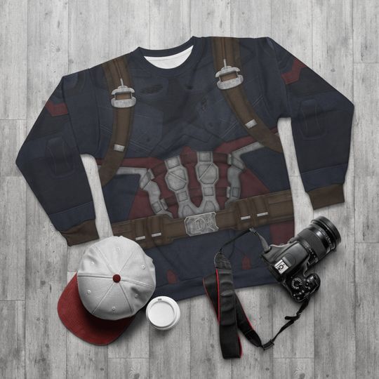 Captain America Long Sleeve Shirt, Avengers Infinity War Costume, Steve Rogers Cosplay, Marvel Avengers Campus Sweatshirt, Comic-Con Outfits