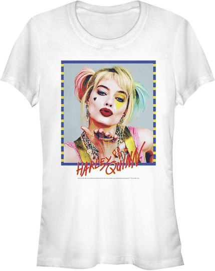Junior's Birds of Prey Harley Quinn Blowing Kiss T-Shirt