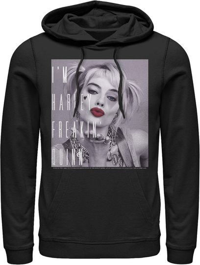 Fifth Sun Men's Birds of Prey I'm Harley Freakin' Quinn Pull Over Hoodie