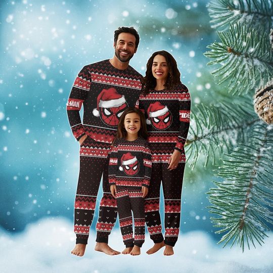 Spider-Man Family Christmas Pajamas, Matching Holiday Pajamas, Marvel Xmas Sleepwear, Cute Family Christmas Outfit, Xmas Kid Pjs