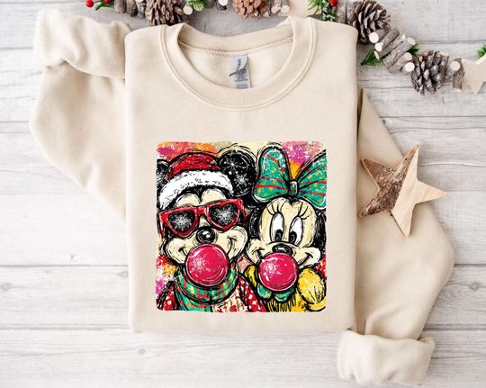 Discover Retro Mickey And Minnie Sweatshirt, Mickey & Minnie Xmas Sweatshirt, Christmas Matching Sweatshirt, Christmas Gift, Xmas Couples Sweatshirt