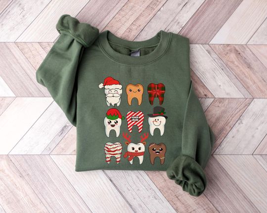 Discover Funny Christmas Teeth Sweatshirt for Dentists, Dental Squad Christmas Gift