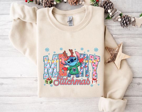 Discover Merry Stitchmas Sweatshirt, Disneyland Stitch Xmas Sweatshirt, Stitch Holiday Sweatshirt, Christmas Gift, Christmas Party Sweatshirt