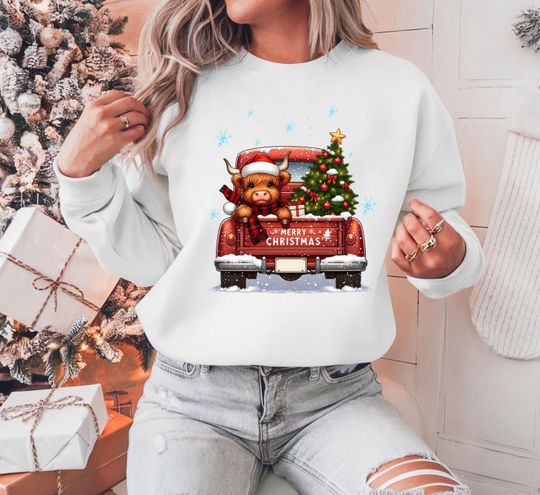 Discover Christmas Truck Sweatshirt, Merry Christmas Sweatshirt, Christmas Tree Sweatshirt, Cow Christmas Sweatshirt, Winter Sweatshirt