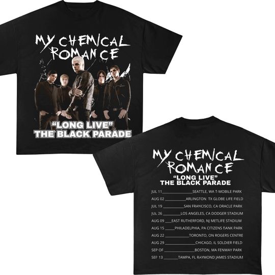 My Chemical Romance Tour T-Shirt Double Sided MCR Merch Danger Days Patch