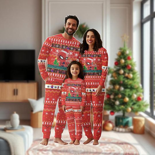 Discover Spider-man Christmas Family Pajamas Set, Disney Merry Christmas Pajamas, Superhero Xmas Shirt, Spider Marvel Matching Pajamas Set