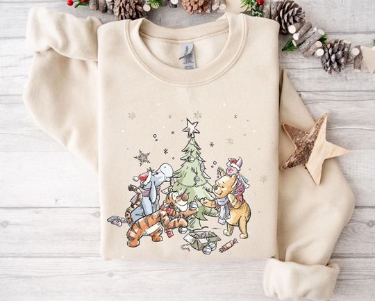 Discover Winnie The Pooh Christmas Sweatshirt, Disney Xmas Sweatshirt, Pooh & Friends Christmas Sweatshirt, Disney Family Christmas Sweatshirt
