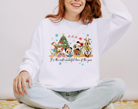 Discover Comfort Colors Mickey & Friends Christmas Party Sweatshirt, It's The Most Wonderful Time Of The Year Disney Christmas Hoodie, Xmas Gift