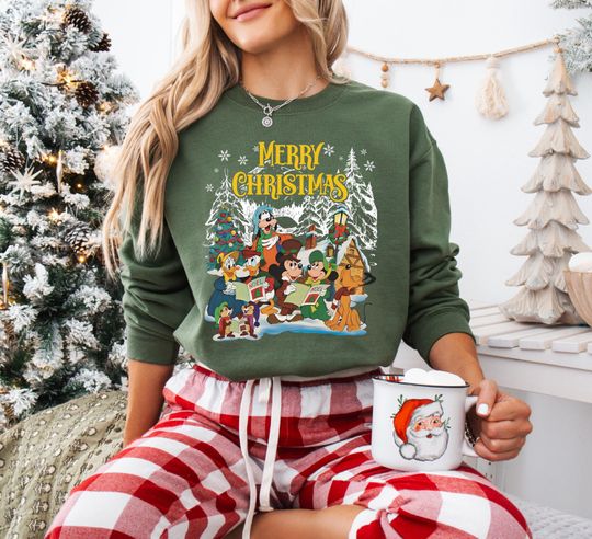 Discover Vintage Merry Christmas Mickey And Friends Sweatshirt, Disney Christmas Sweatshirt, Mickey's Very Merry Christmas Party, Family Christmas