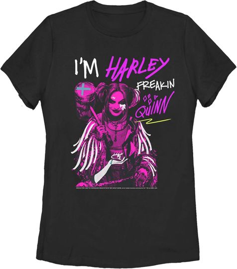 Women's Birds of Prey Harley Freakin' Quinn Cartoon T-Shirt