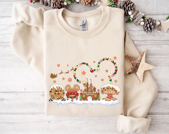 Discover Disney 4 Parks Gingerbread Sweatshirt, Christmas Castle Sweatshirt, Mickey Christmas Hoodie, Christmas Squad, Disney Family Christmas Hoodie