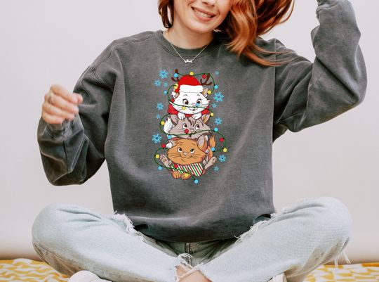 Discover Comfort Colors Cats Christmas Tree Sweatshirt, Cats Christmas Sweatshirt, Disneyland Cats Sweatshirt, Christmas Squad Sweatshirt, Xmas Gift